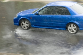car driving in rain